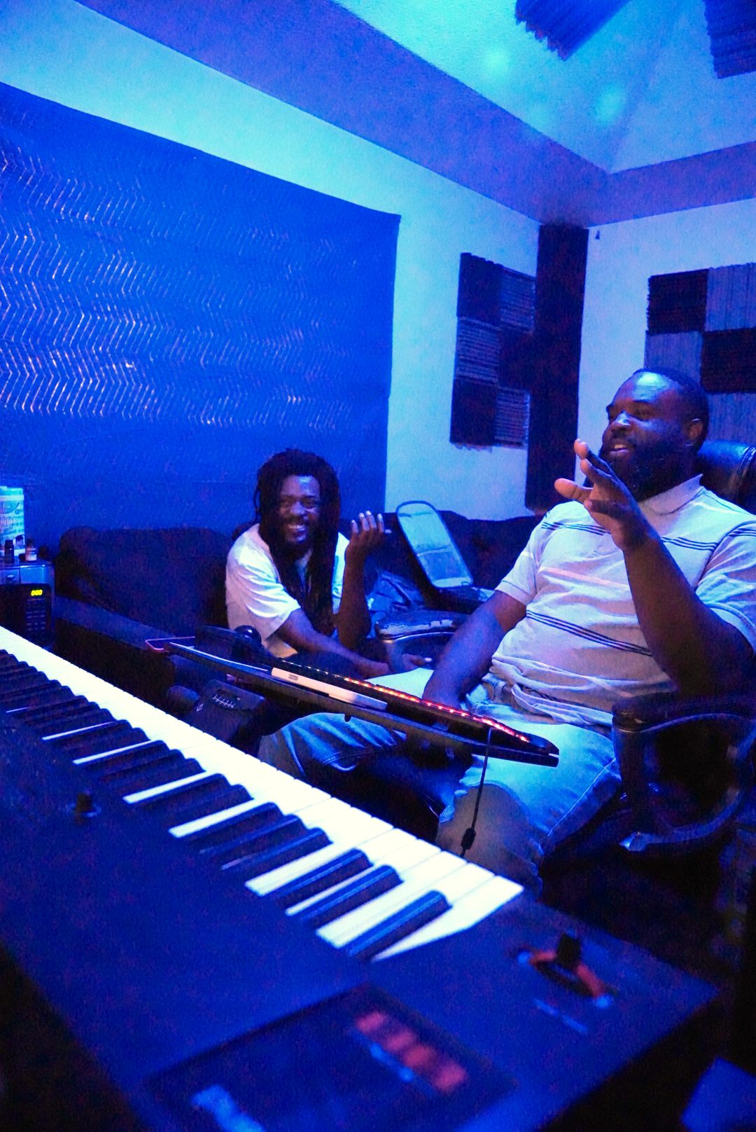 A writing session in the studio